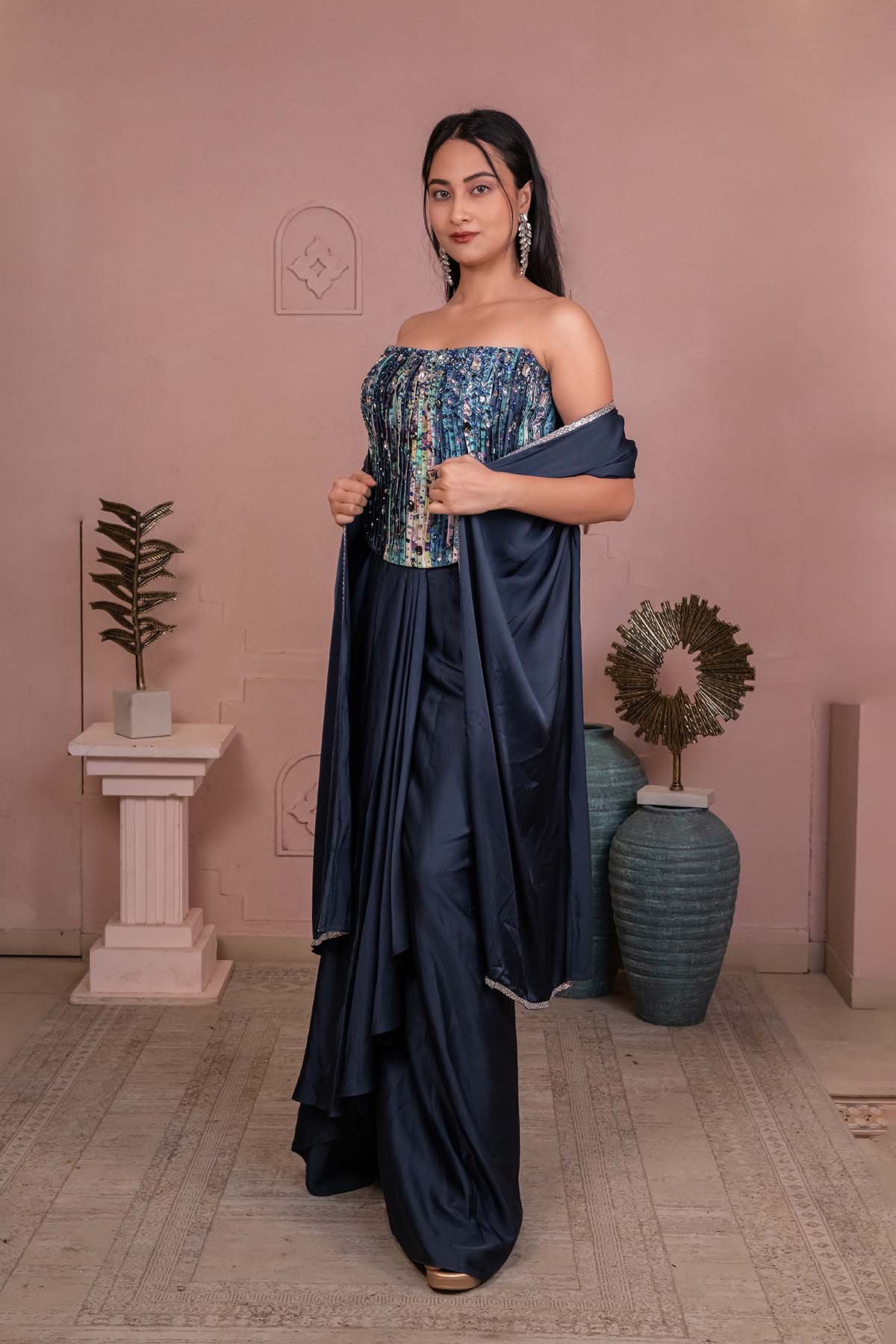 Crimson Heritage Paisley Sharara with Embellished Koti