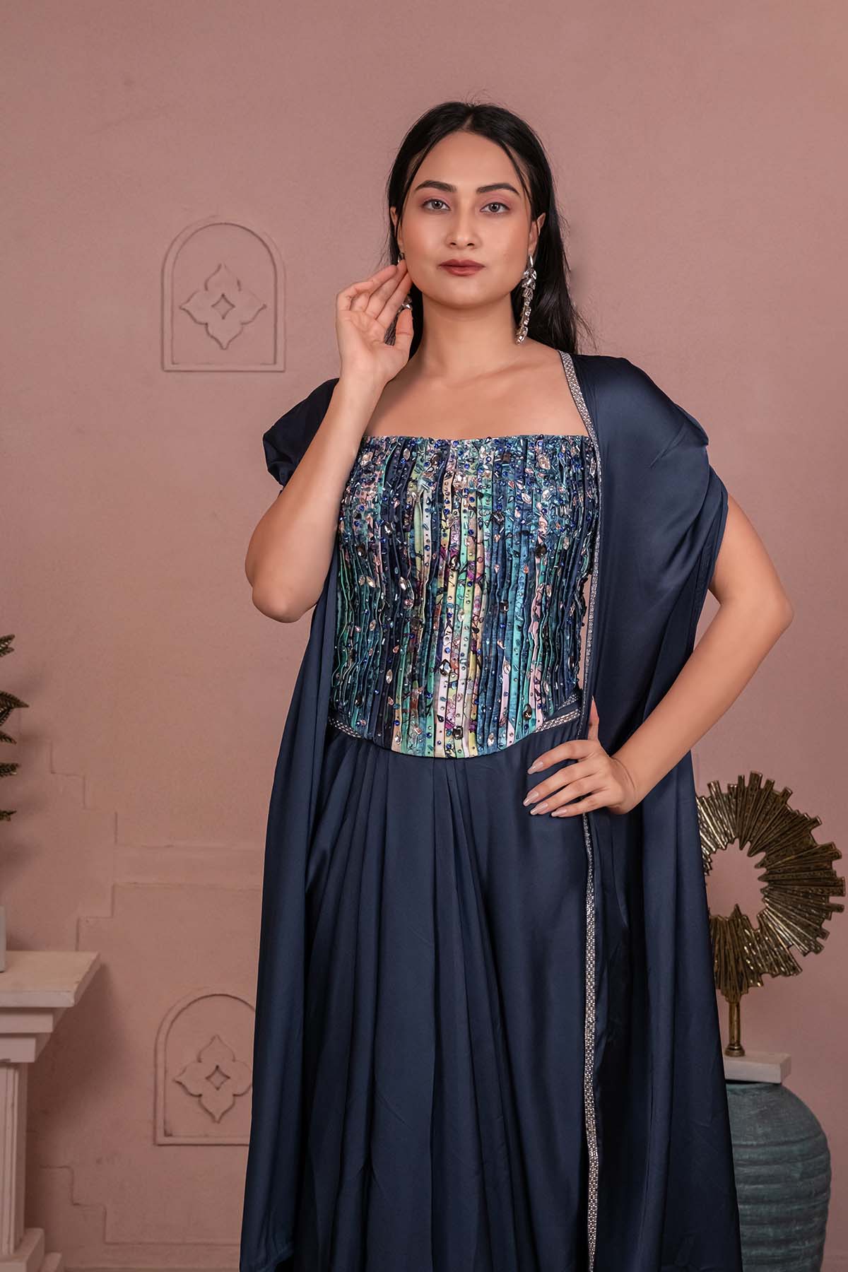 Crimson Heritage Paisley Sharara with Embellished Koti